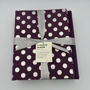 Target 2 Photo Album Gift Set Purple Silver Polka Dot 80 Photos Acid Free Pocket